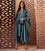 Green kurta with pant and dupatta