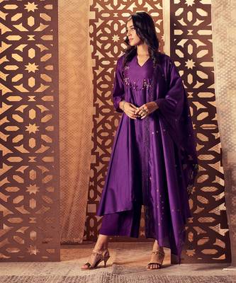 PURPLE kurta with pant and dupatta 2