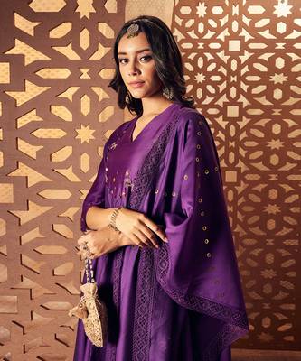 PURPLE kurta with pant and dupatta 4