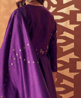 PURPLE kurta with pant and dupatta 6