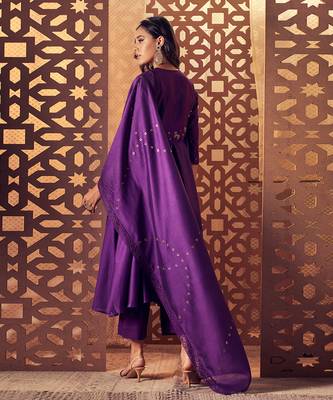 PURPLE kurta with pant and dupatta 7
