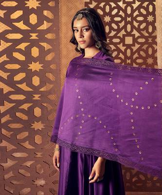 PURPLE kurta with pant and dupatta 8