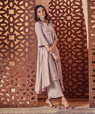 FAWN Crepe kurta with pant and dupatta 4
