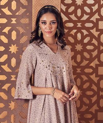 FAWN Crepe kurta with pant and dupatta 6