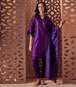PURPLE Crepe Kurta with Salwar