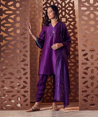 PURPLE Crepe Kurta with Salwar 2