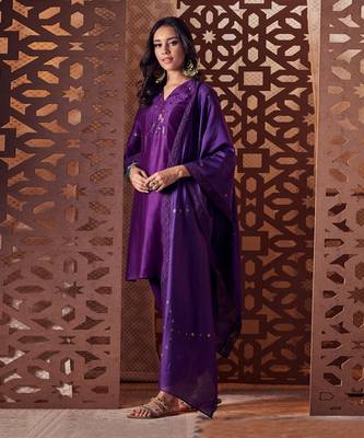 PURPLE Crepe Kurta with Salwar 3