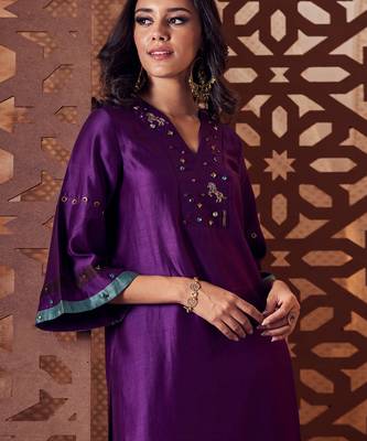 PURPLE Crepe Kurta with Salwar 4