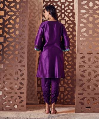 PURPLE Crepe Kurta with Salwar 5