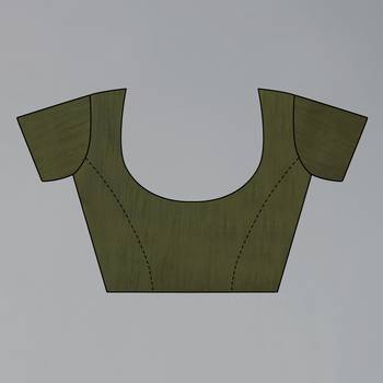 Glamrack  olive Green Hand Painted organza saree with blouse 5