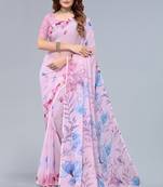 Burgundy printed georgette saree with blouse