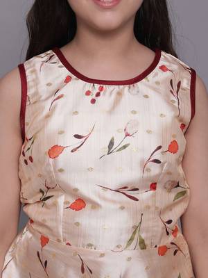 Maroon plain jaquard kids-girl-gowns 5