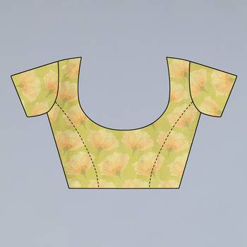 Olive Green printed chinon saree with blouse 4
