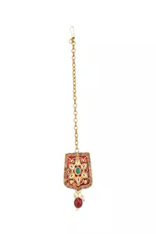 Traditional Gold Plated Kundan and Stone studded Statement Choker with Earrings and Maangtikka