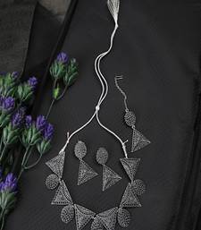 Classic Oxidised Triangle shaped Neck Choker with Earring Set for Girls and Women