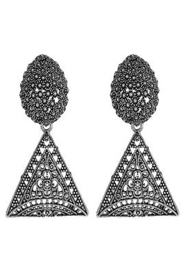 Classic Oxidised Triangle shaped Neck Choker with Earring Set for Girls and Women 5