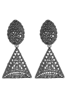 Classic Oxidised Triangle shaped Neck Choker with Earring Set for Girls and Women