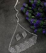 Statement Oxidised Square shaped Choker Neckpiece with Stud Earring Set
