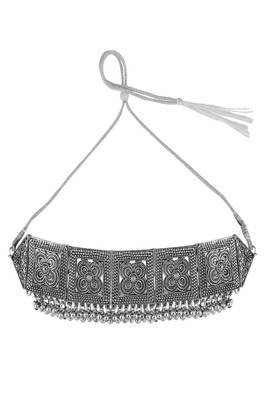 Statement Oxidised Square shaped Choker Neckpiece with Stud Earring Set 5