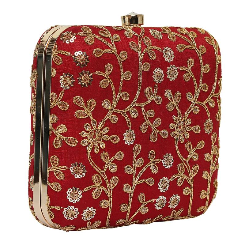 Worthyy Enterprises Embroidered Party Clutch For Women