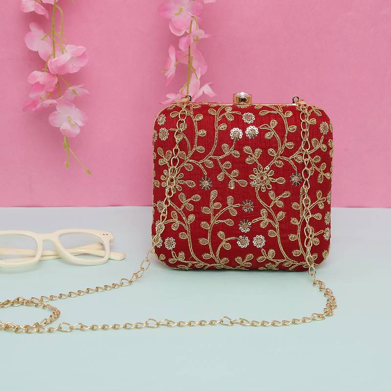 Worthyy Enterprises Embroidered Party Clutch For Women