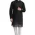 Black embroidered georgette kurta with churidar pajama