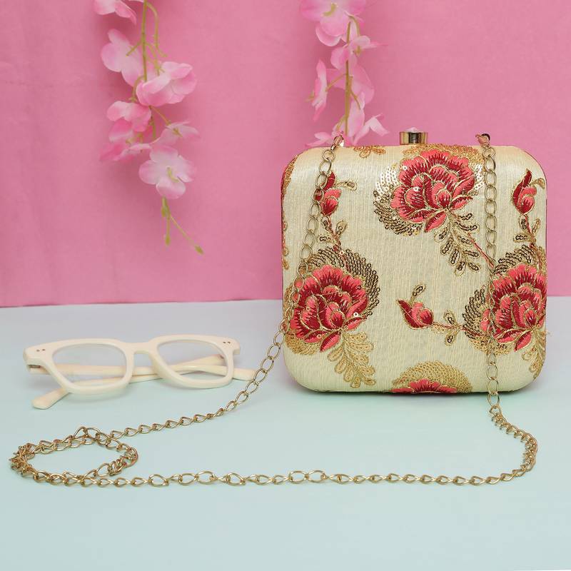 Worthyy Enterprises Embroidered Party Clutch For Women