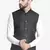 Black Jacquard Floral Printed Nehru Jacket