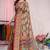 Beige printed chiffon saree with blouse