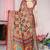 Beige printed chiffon saree with blouse