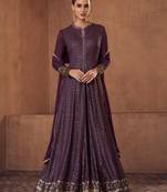 Purple embroidered georgette salwar