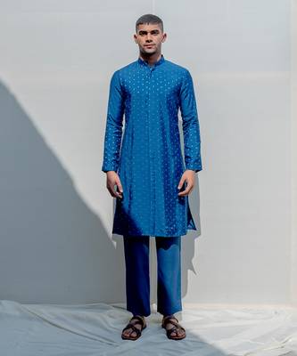 Bedoiun Turquoise Men Kurta 1