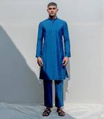 Bedoiun Turquoise Men Kurta