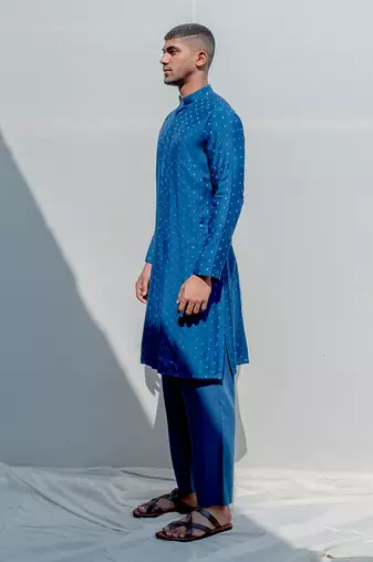 Bedoiun Turquoise Men Kurta