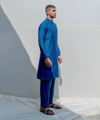 Bedoiun Turquoise Men Kurta 3