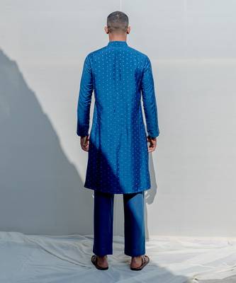 Bedoiun Turquoise Men Kurta 4