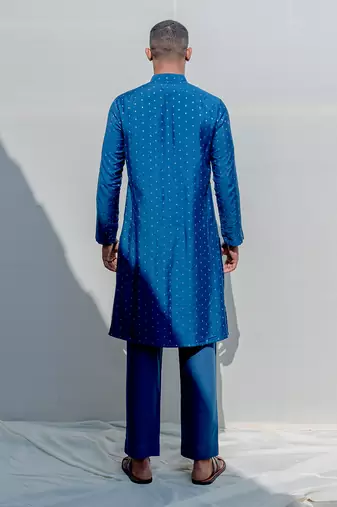 Bedoiun Turquoise Men Kurta