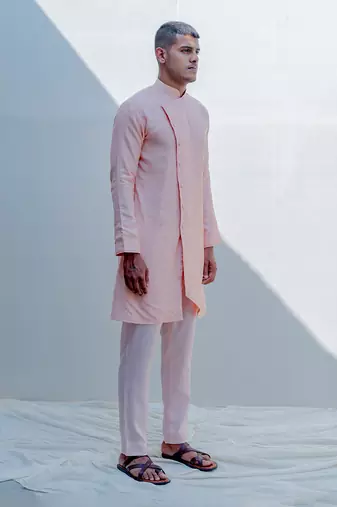 Sinti Peach Men Kurta