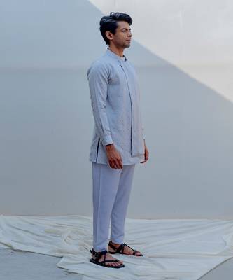 Tramp Grey Men Kurta 2