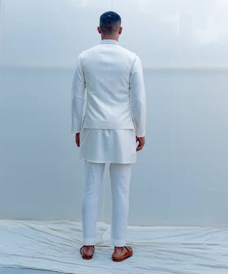 Romani Milky White Men Kurta 4