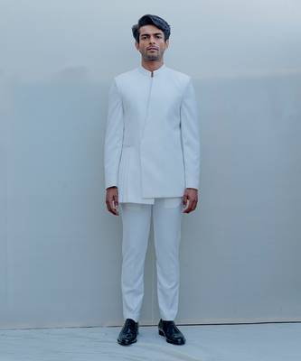 Alabaster Short Indo Western Jacket Set 1