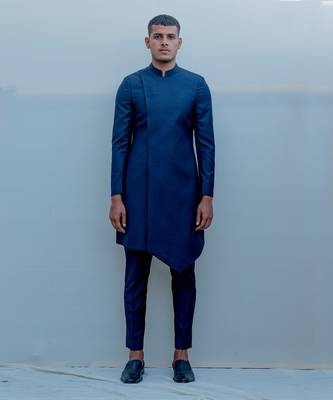 Ultramarine Long Indo Western Jacket Set 1