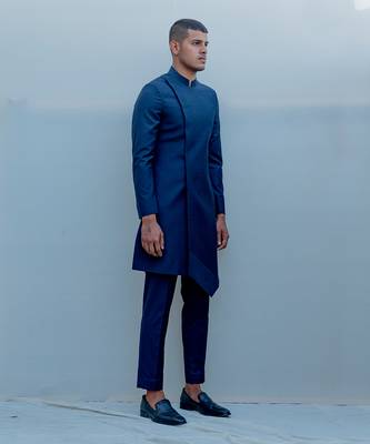 Ultramarine Long Indo Western Jacket Set 2