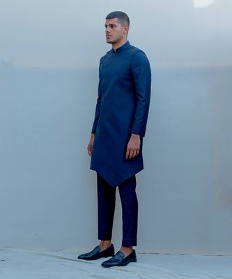 Ultramarine Long Indo Western Jacket Set 3