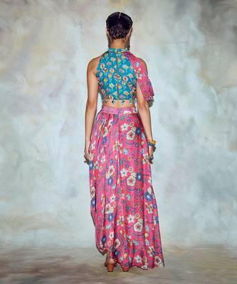Pink embroidered modal crop-tops 3