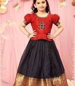 New south Red Indian traditional pattu pavadai Jecquard Lehenga choli for girls dress