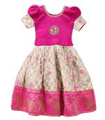 White Button Pink Baby Girls Lehenga Choli Ethnic Wear Woven Lehenga Choli