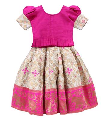White Button Pink Baby Girls Lehenga Choli Ethnic Wear Woven Lehenga Choli 2