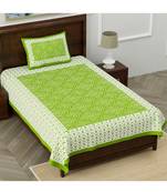 Multicolor Cotton 180 TC Single Bed Jaipuri Print Bedsheet with 1 Matching Pillow Cover
