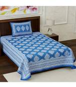 Multicolor Cotton 180 TC Single Bed Jaipuri Print Bedsheet with 1 Matching Pillow Cover